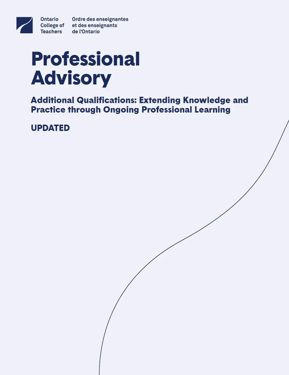 Additional Qualifications: Extending Knowledge and Practice through Ongoing Professional Learning Professional Advisory cover